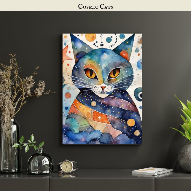 Poster Gato Negro Cósmico Arte Celestial Espírito Magico (Criador carregado)