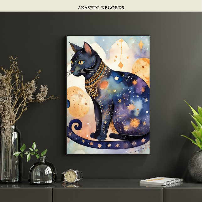 Poster Gato Negro Cósmico Arte Celestial Espírito Magico (Criador carregado)