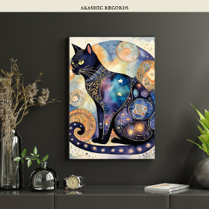 Poster Gato Negro Cósmico Arte Celestial Espírito Magico