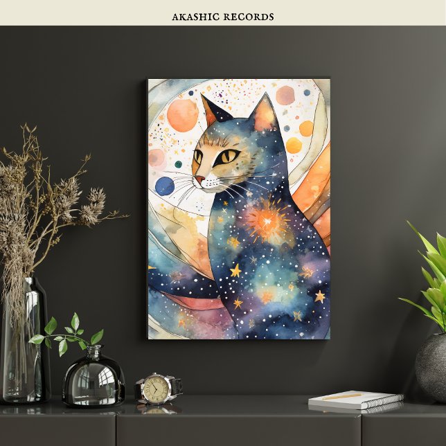 Poster Gato Negro Cósmico Arte Celestial Espírito Magico (Criador carregado)
