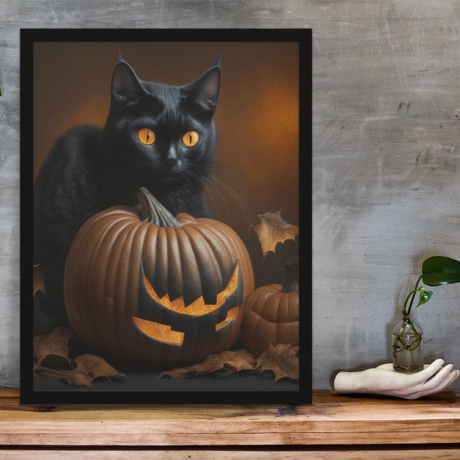 Poster Gato Negro e Jack-O-Lanterna (Criador carregado)