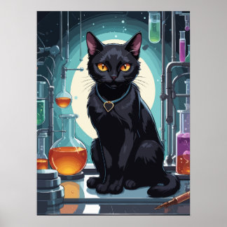 Poster Gato Negro em laboratório