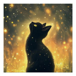 Pôster Gato Negro Encantado com Trabalho de arte de Firef
