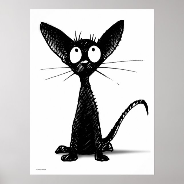 Poster Gato Negro Engraçado (Frente)