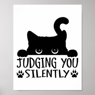 Poster Gato Negro Engraçado A Julgá-Lo Gato Silenciosamen