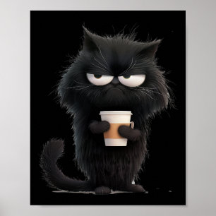 Poster Gato Negro Engraçado Gato Teto Bonito Café Gato Ho