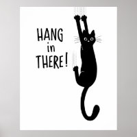 Gato Negro Engraçado Seguindo, Aguente firme!