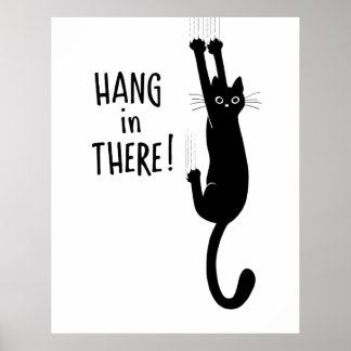 Poster Gato Negro Engraçado Seguindo, Aguente firme!