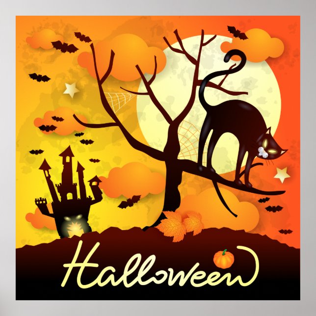 Poster Gato Negro Halloween (Frente)