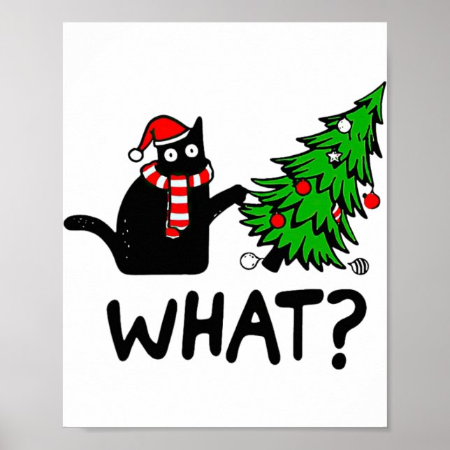 Poster Gato Negro Malvado de Árvore de Natal Que Gato Neg (Frente)