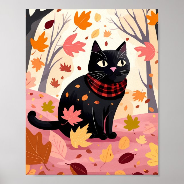 Poster Gato negro na floresta (Frente)