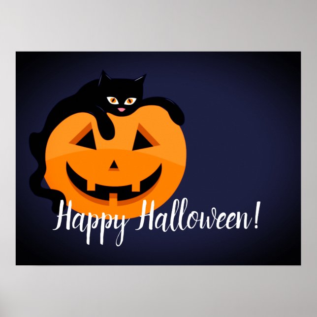 Poster Gato Negro no Halloween da Lua (Frente)