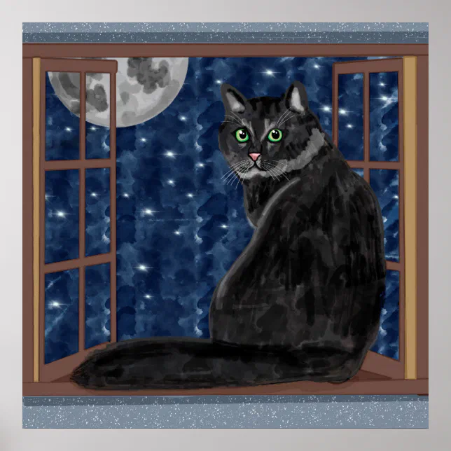 Póster Cabeça de gato cinza preto olhando pro laço azul pendurado na linha.  gatos em uma fileira. tamanho diferente. conjunto de família personagem de  desenho animado bonito. cartão da coleção do bebê
