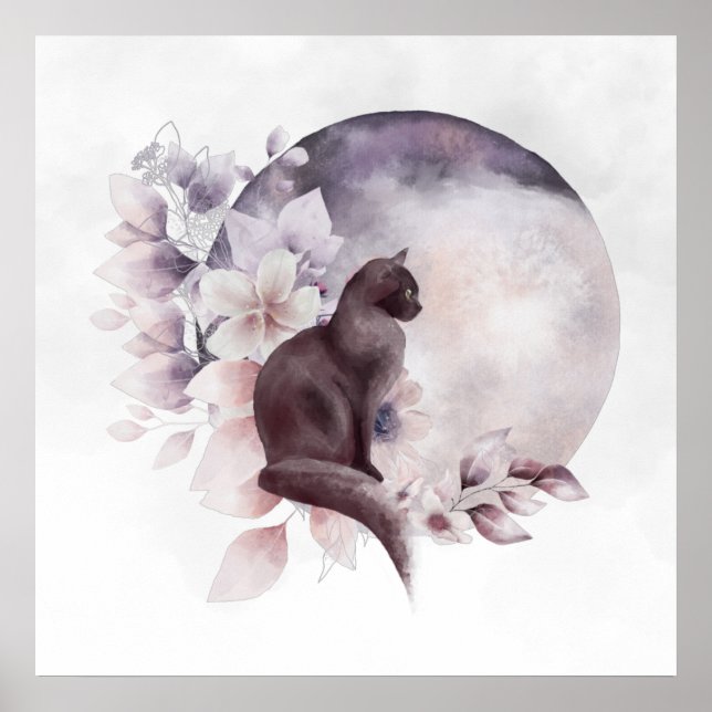 Poster Gato Negro por uma Lua Mágica Cheia (Frente)