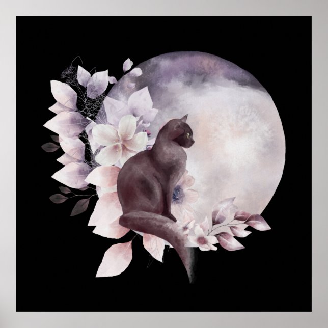 Poster Gato Negro por uma Lua Mágica Cheia (Frente)