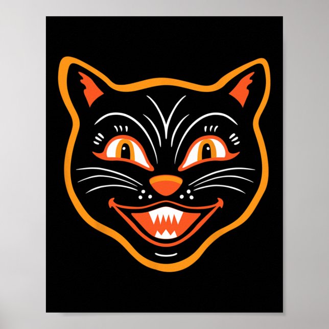 Poster Gato Negro Vintage Halloween (Frente)