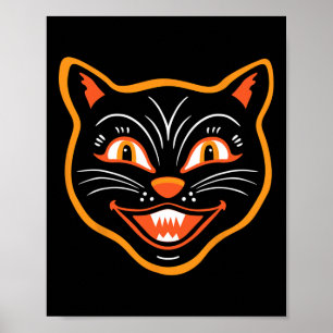 Poster Gato Negro Vintage Halloween