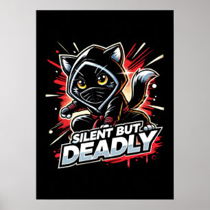 Poster Gato Ninja Engraçado, Engraçado, Silencioso Mas Mo