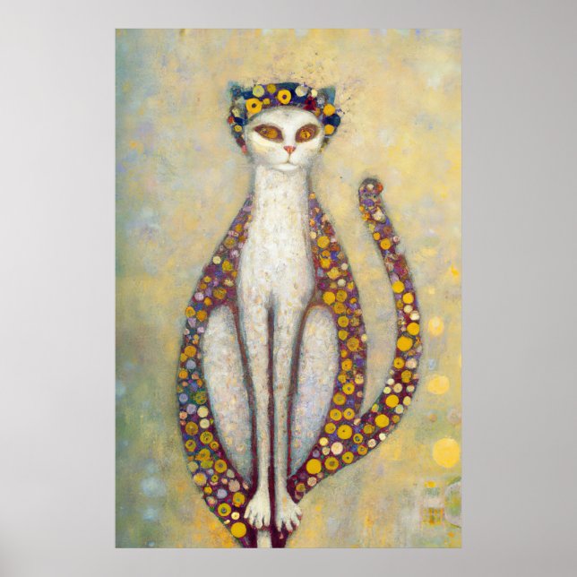 Poster Gato No Estilo De Gustav Klimt, Art Nouveau (Frente)