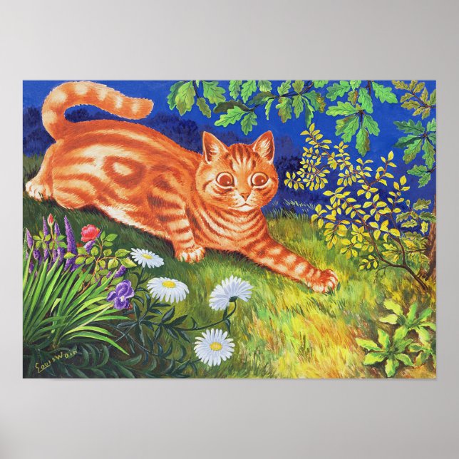 Poster Gato no Jardim de Flores, Louis Wain (Frente)