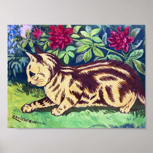 Poster Gato no Jardim Flor, Louis Wain (Frente)