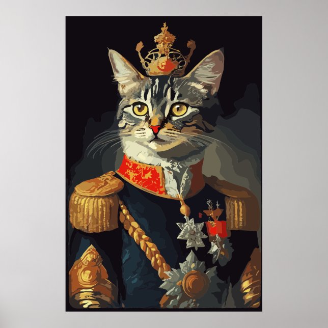 Poster Gato no retrato uniforme real (Frente)