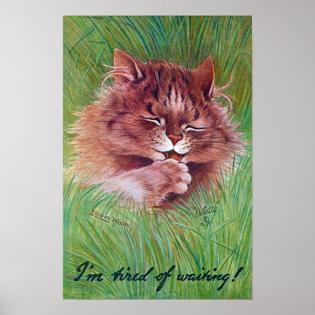 Poster Gato nos Arbustos, Louis Wain (Frente)