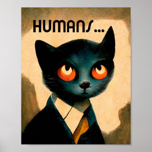 Poster Gato Odeia Humanos   Arte Humorística Para Os Aman