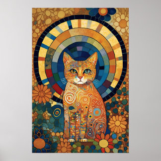 Poster Gato Opalescente em Design Românico Semelhante a M