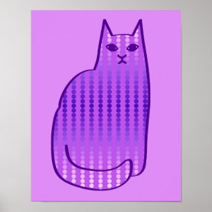 Poster Gato, Orquídea e Roxo modernos do século médio