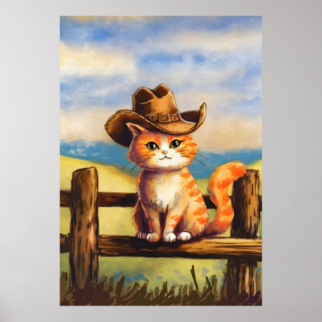 Poster Gato Pai Pintado à Aquarela (Frente)