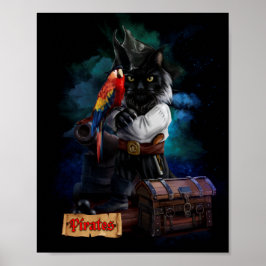 Poster Gato-papagaio-pirata