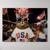 Gato Patriótico dos EUA de Óculos de Sol Estrelado