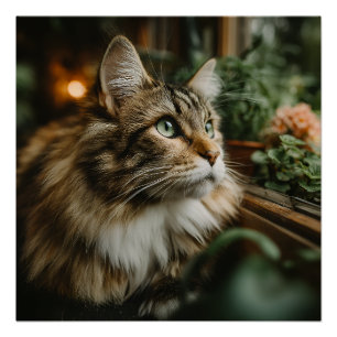 Pôster Gato Persa Tabby Fofo de Olhos Verdes