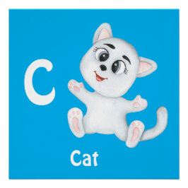 Pôster Gato personalizado ABC: Letra C - Adicione seu Nom