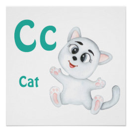 Pôster Gato personalizado ABC: Letra C - Adicione seu Nom