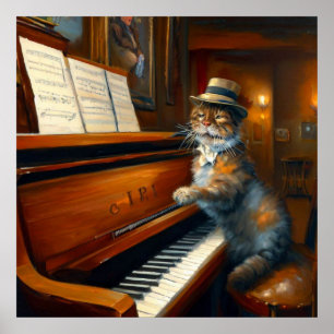 Poster Gato Piano