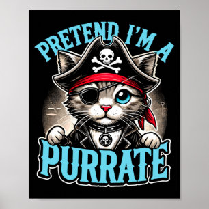 Poster Gato pirata _ fingir um pirata _ halloween fofo