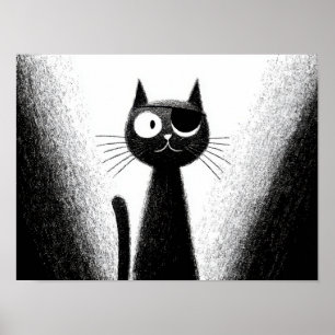Poster Gato Pirata – Fofa Arte Minimalista de Gatos