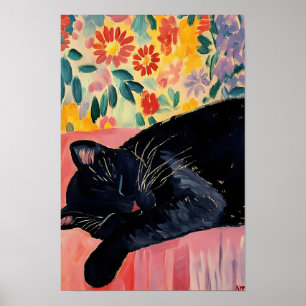 Poster Gato Preto Adormecido Fofo