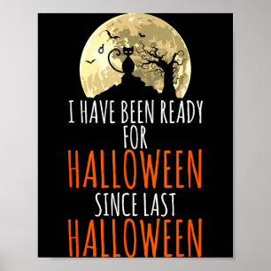 Poster Gato preto árvore morta pronta para o halloween 
