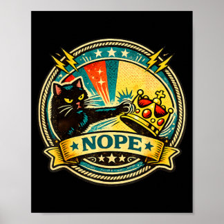 Poster Gato Preto Atitude Sassy Gráfico com Não para Gato