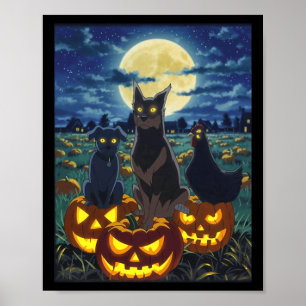 Poster Gato Preto Cachorro Galinha Halloween Abóbora Assu