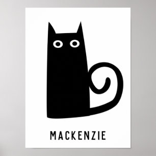 Poster Gato Preto Cinto Personalizado