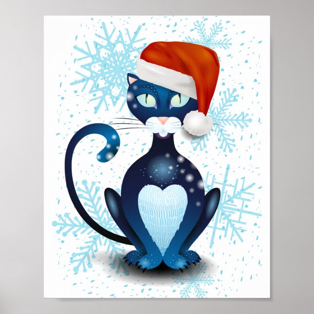 Poster Gato Preto com Cabra Papai noel (Frente)