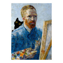 Gato Preto com Retrato Van Gogh