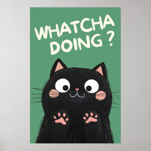 Poster Gato Preto Curioso