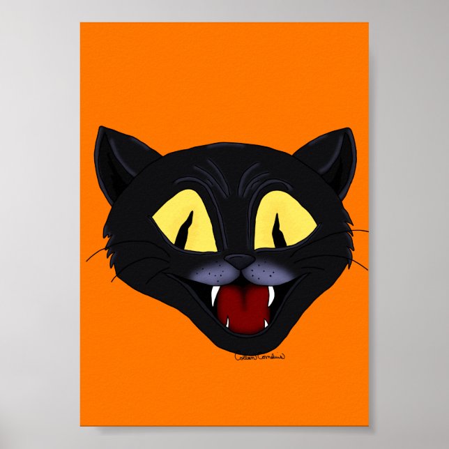 Poster Gato Preto de Halloween (Frente)