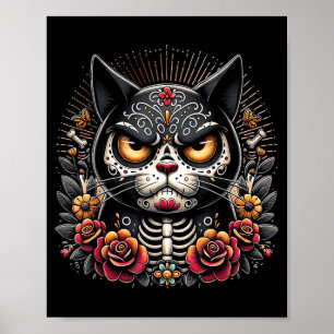 Poster Gato Preto Dia De Los Muertos Gato Preto Mal-Humor