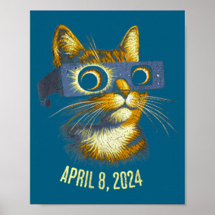 Poster Gato Preto Divertido Amante de Eclipse Solar